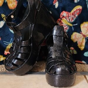 Stylish Black Jelly - Women's Platform Sandals